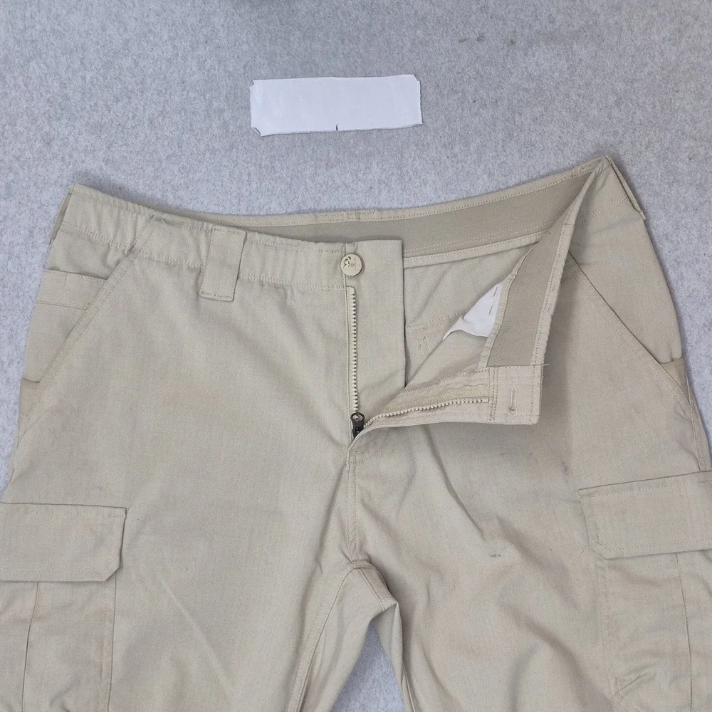 Under Armour Storm Men Pants 38/30 Khaki Cargo Ripstop Logo Loose 29